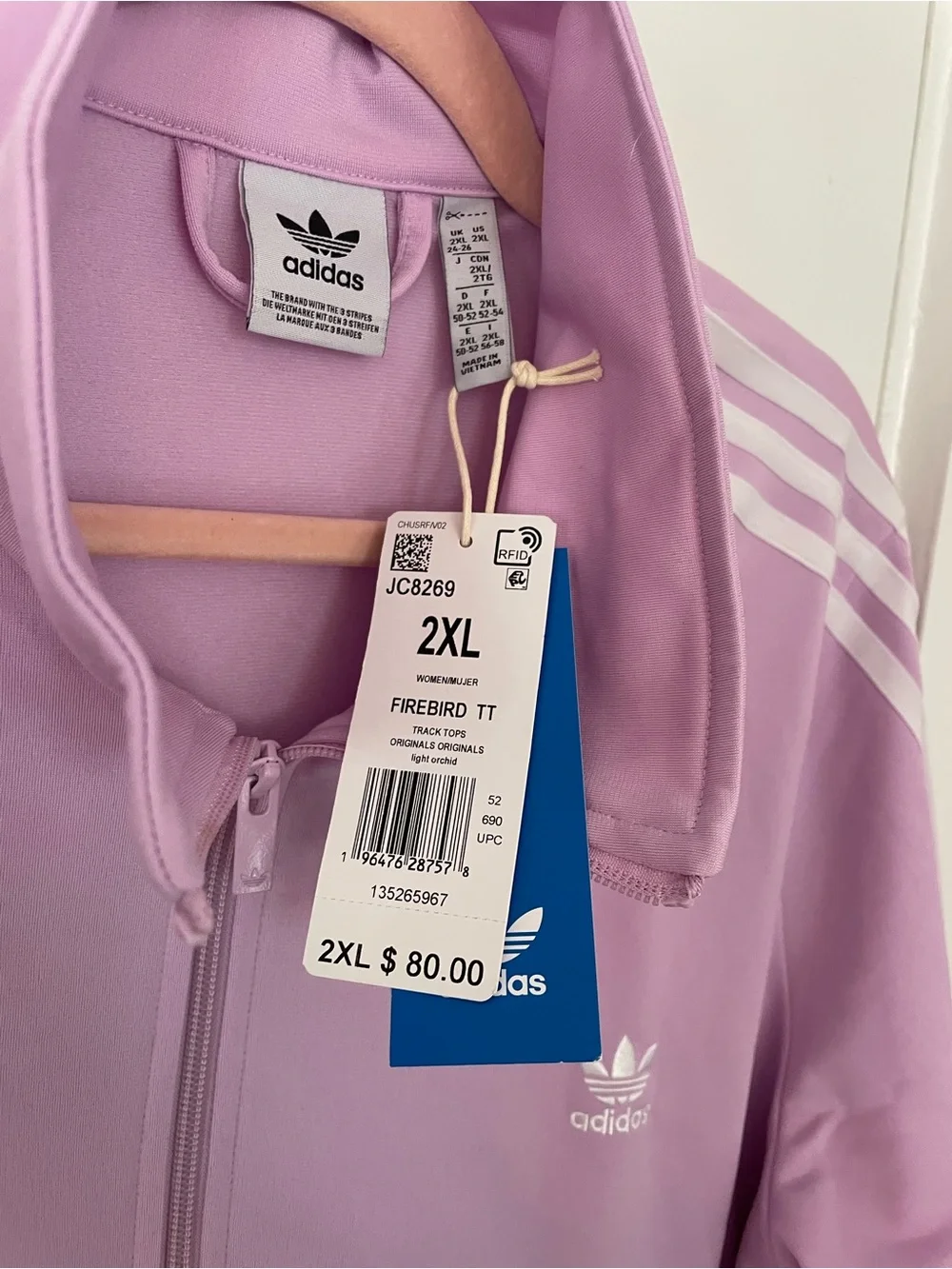 adidas light orchard / light pink Cropped Firebird Track Jacket